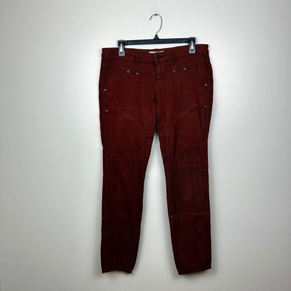 Free People Women's 29 Cotton Orange and Black herringbone Tapered Leg Pants - Picture 1 of 6